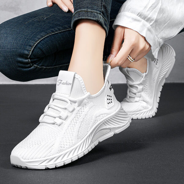 Fashion Casual Sports Shoes Women Lace Up Flat Shoes Lightweight Breathable Running Mesh Sneakers - Image 6
