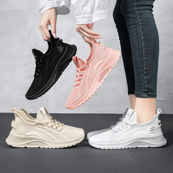 Fashion Casual Sports Shoes Women Lace Up Flat Shoes Lightweight Breathable Running Mesh Sneakers - Image 4