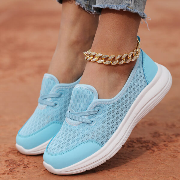 Lace-up Mesh Sneakers Fashion Sports Shoes Women Solid Cozy Flats Shoes - Image 5
