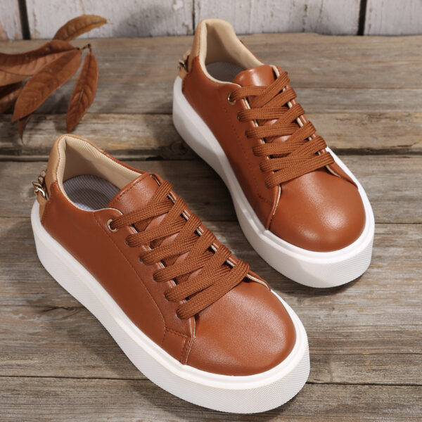 Flat Shoes With Chain Lace Up Sneakers Women Casual Sports Shoes - Image 4