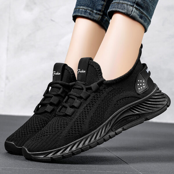 Fashion Casual Sports Shoes Women Lace Up Flat Shoes Lightweight Breathable Running Mesh Sneakers - Image 3