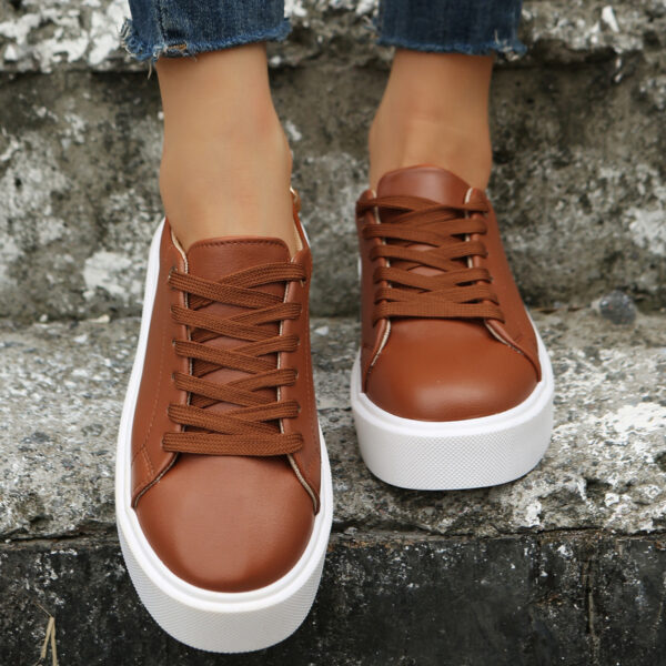 Flat Shoes With Chain Lace Up Sneakers Women Casual Sports Shoes - Image 7