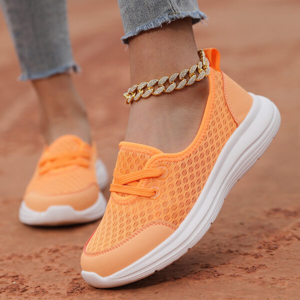Lace-up Mesh Sneakers Fashion Sports Shoes Women Solid Cozy Flats Shoes - Image 4