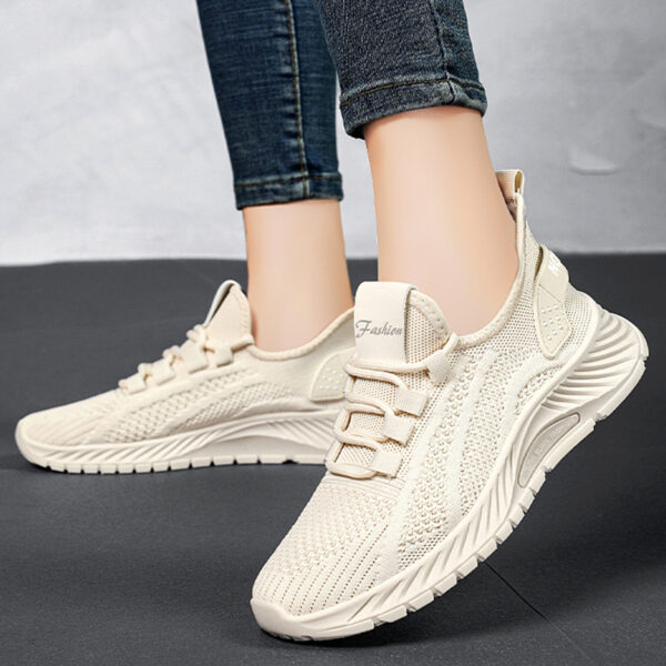 Fashion Casual Sports Shoes Women Lace Up Flat Shoes Lightweight Breathable Running Mesh Sneakers - Image 5