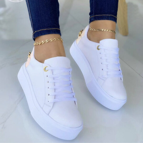 Flat Shoes With Chain Lace Up Sneakers Women Casual Sports Shoes - Image 2